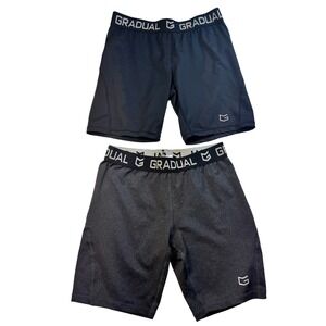 Gradual Athletic Shorts Compression Training Gym Workout‎ Black & Gray Size L